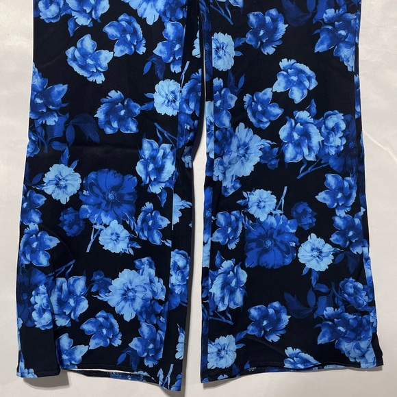 New Area Stars Floral Print Work Pants Trousers Hannah Black Blue Size XL - Picture 6 of 16